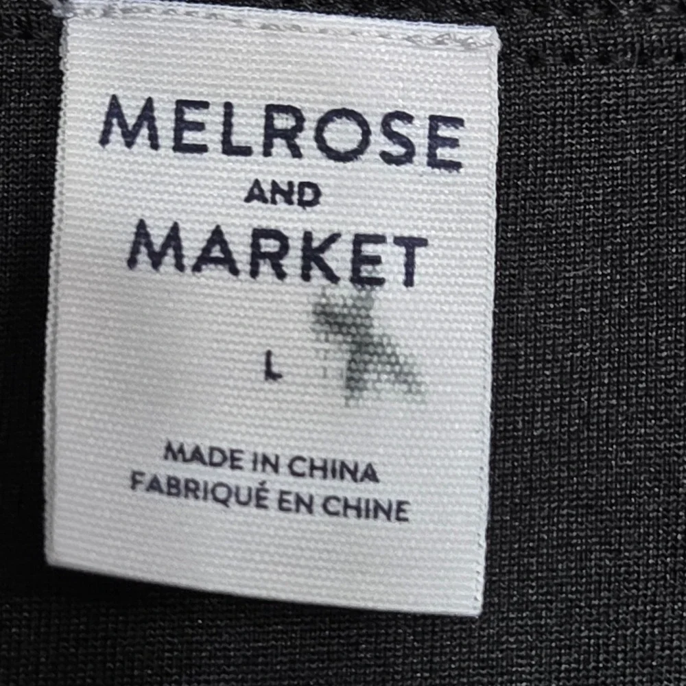 Melrose and Market Nordstrom NWT Black Ruched Square Neck Top Size L NEW